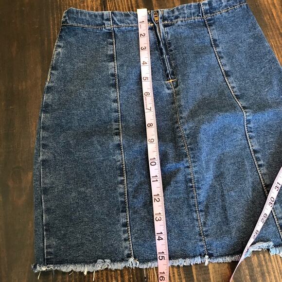 Forever 21 Jean Skirt Y2K Denim Mini Boho Festival Hippie Western Retro Summer - Picture 7 of 9